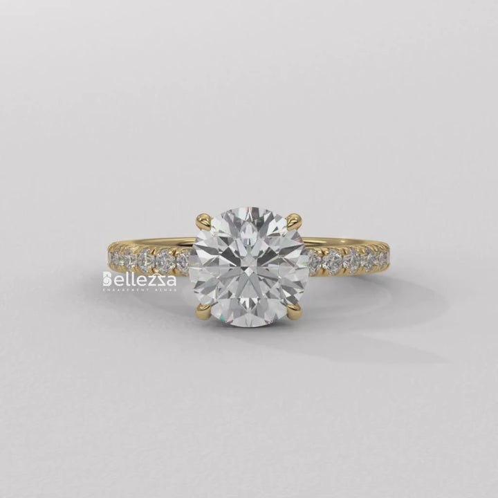 1.50-2.50CT Round Cut Hidden Halo Lab Grown Engagement Ring