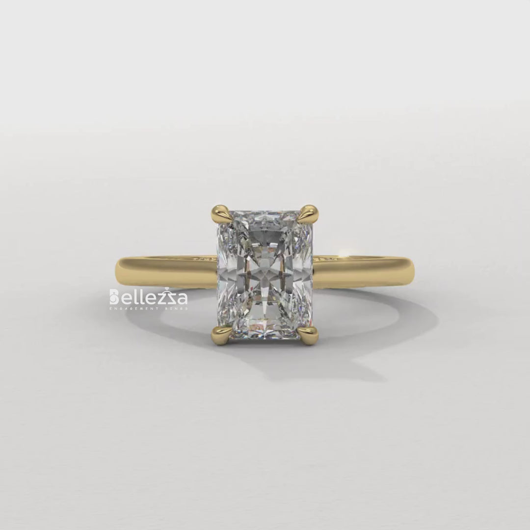 1.50-2.50CT Radiant  Cut Hidden Halo Lab Grown Engagement Ring