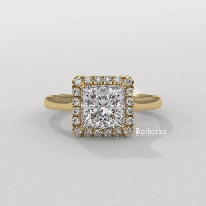 princess cut halo ring