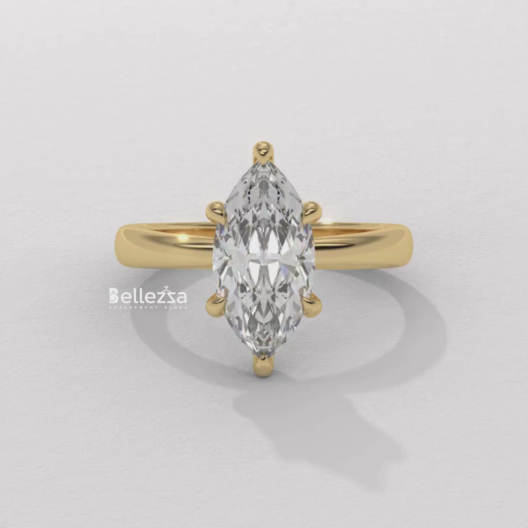 2.50-3.50CT Marquise Cut CVD Diamond Hidden Halo Engagement Ring