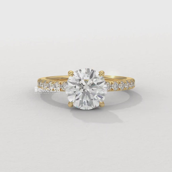 1.50-2.50CT Round Cut Hidden Halo Lab Grown Engagement Ring