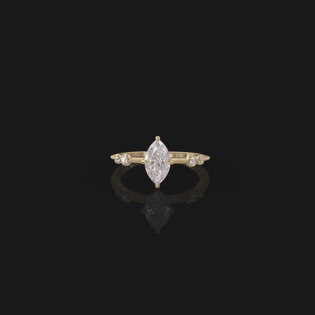 1.0 CT Marquise Cut Moissanite Unique Engagement Ring