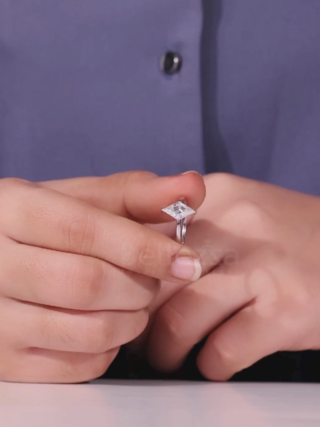 1.0CT Kite Cut Diamond Solitaire Moissanite Engagement Ring