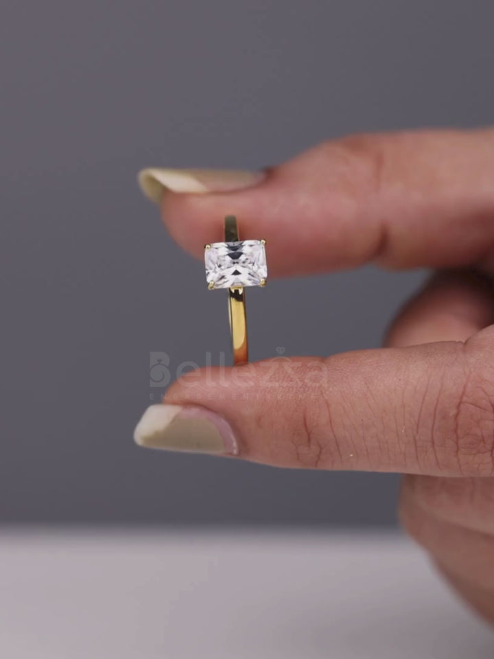 1.0CT Radiant Cut Solitaire Moissanite Engagement Ring