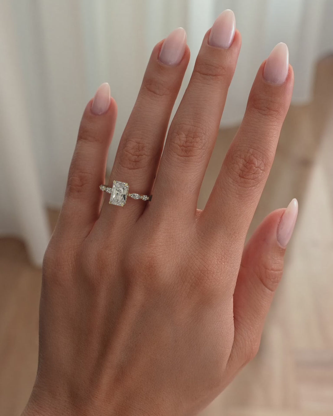 1.50CT Radiant Cut Pave Setting Moissanite Engagement Ring