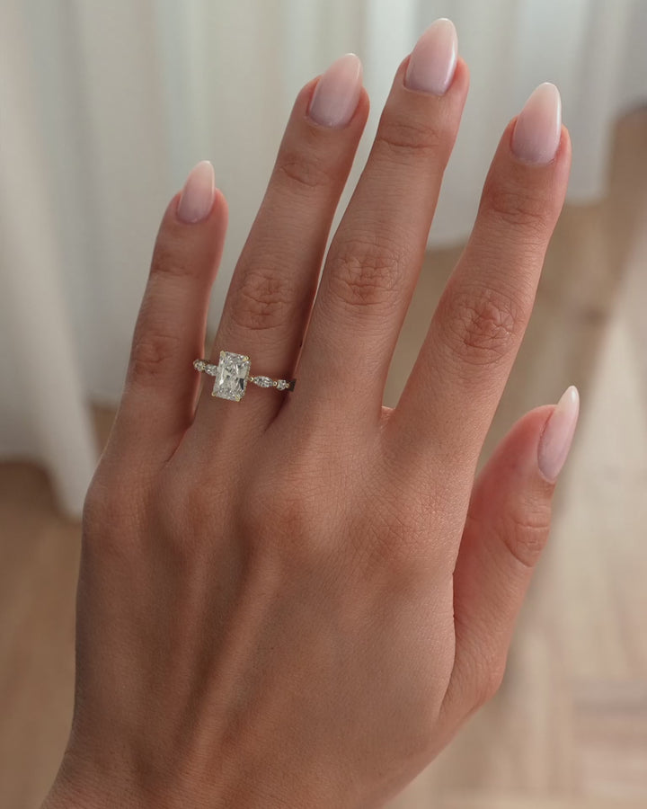 1.50CT Radiant Cut Pave Setting Moissanite Engagement Ring