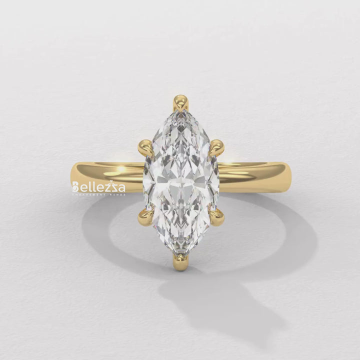2.50-3.50CT Marquise Cut CVD Diamond Hidden Halo Engagement Ring