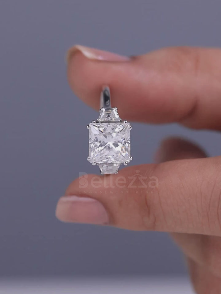 2.0CT Princess Cut Diamond Three Stone Engagement Ring