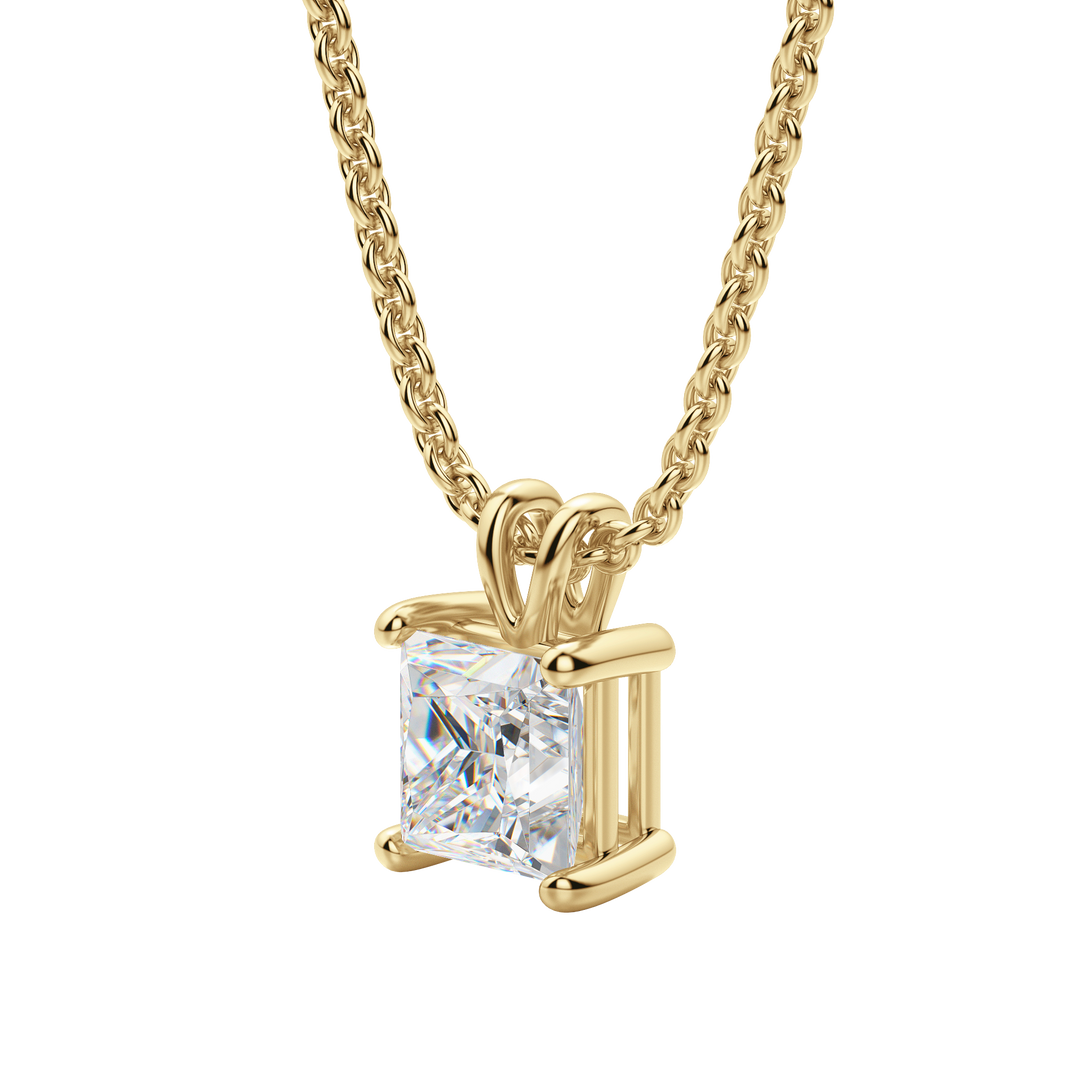 0.25 CT- 1.0 CT Princess Solitaire F/VS Lab Grown Diamond Necklace