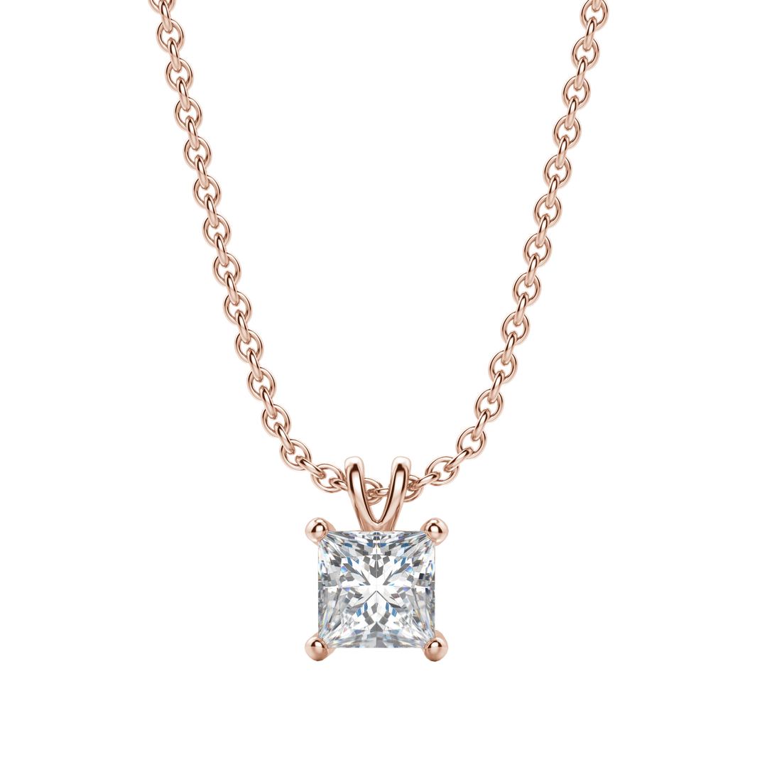 0.25 CT- 1.0 CT Princess Solitaire F/VS Lab Grown Diamond Necklace