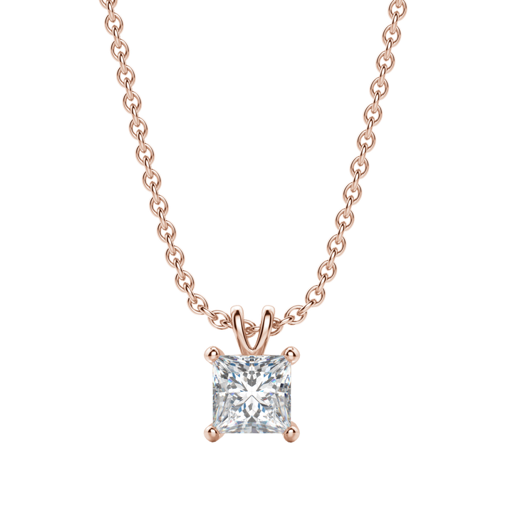 0.25 CT- 1.0 CT Princess Solitaire F/VS Lab Grown Diamond Necklace