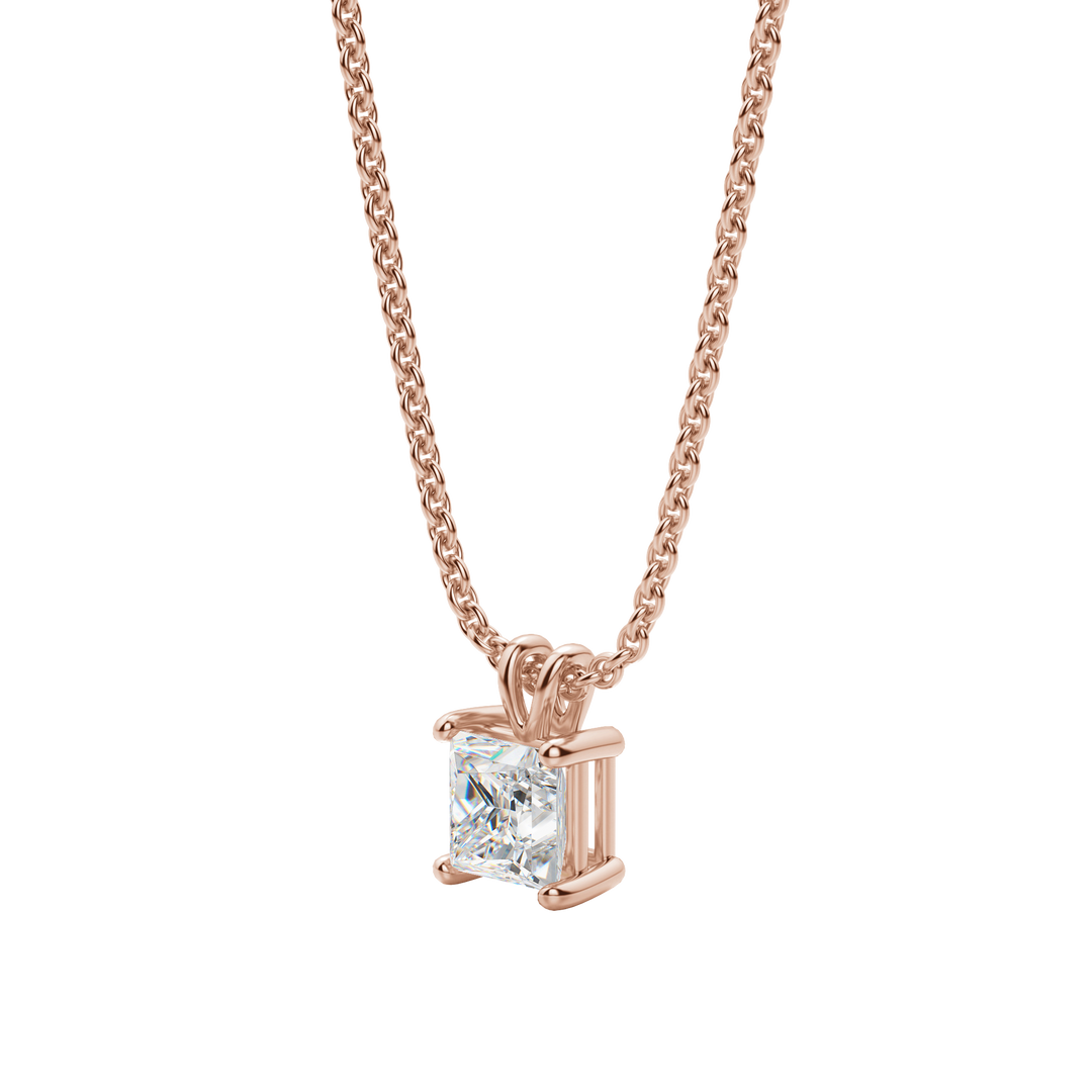 0.25 CT- 1.0 CT Princess Solitaire F/VS Lab Grown Diamond Necklace