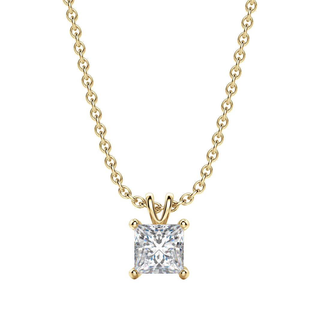 0.25 CT- 1.0 CT Princess Solitaire F/VS Lab Grown Diamond Necklace