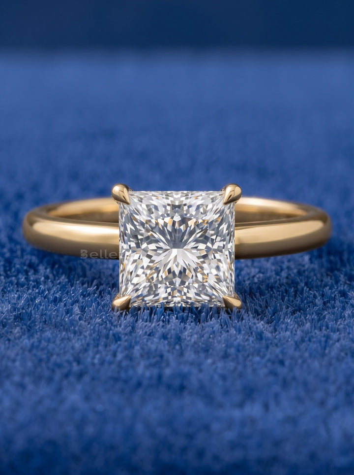 1.50 - 3.50 CT Princess Lab Grown Diamond Hidden Halo Style Engagement Ring