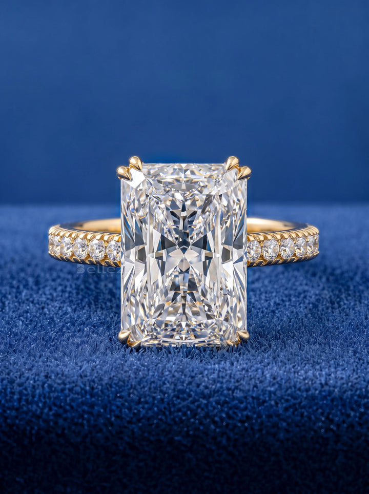 5.0-6.0CT Radiant Diamond Pave Setting Lab Grown Engagement Ring
