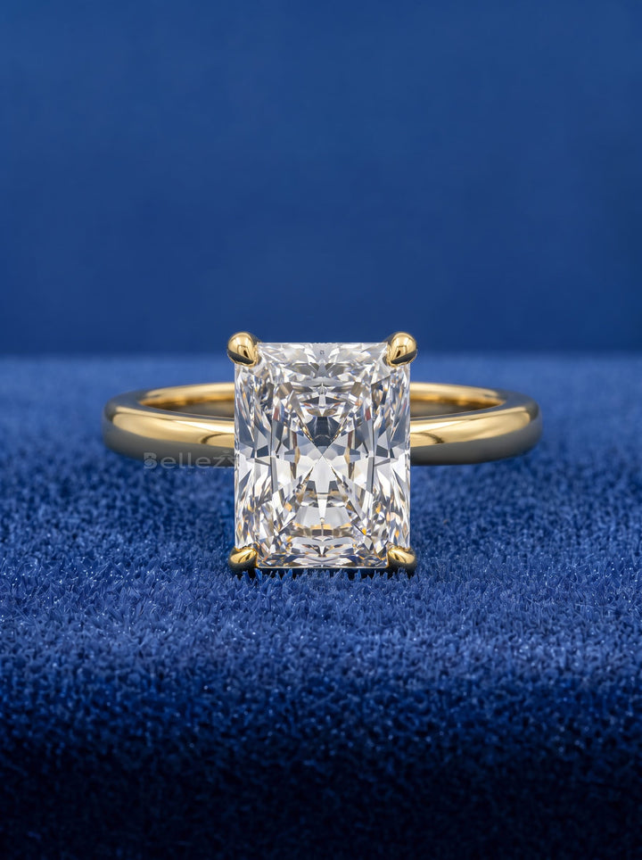 1.0-3.0 CT Radiant Diamond Hidden Halo Engagement Ring