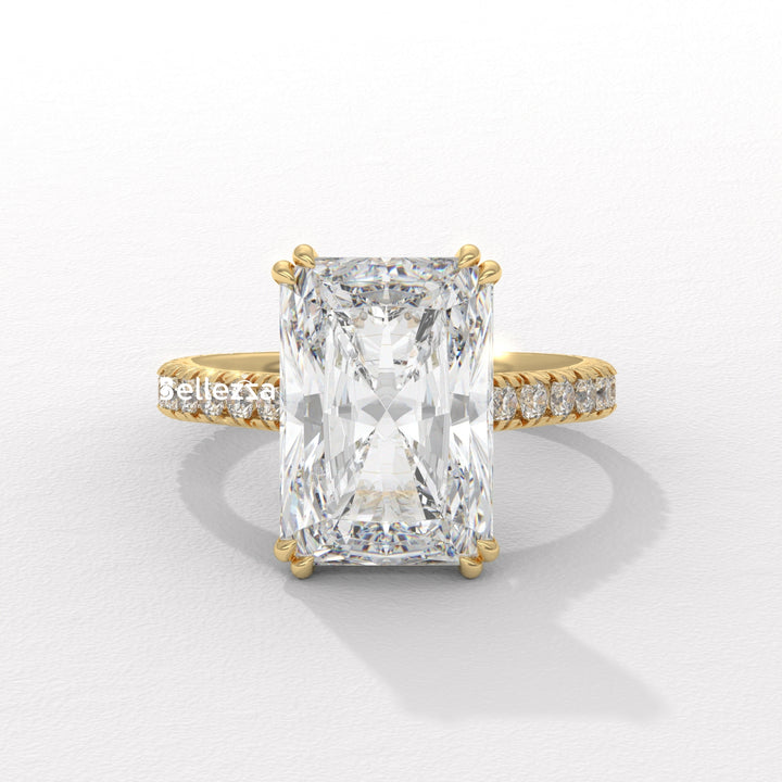 5.0-6.0CT Radiant Diamond Pave Setting Lab Grown Engagement Ring