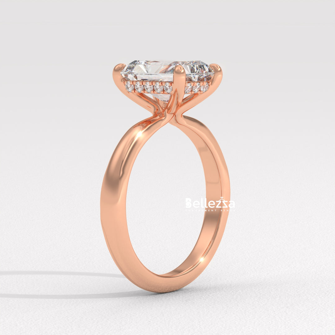 1.50-2.50CT Radiant  Cut Hidden Halo Lab Grown Engagement Ring