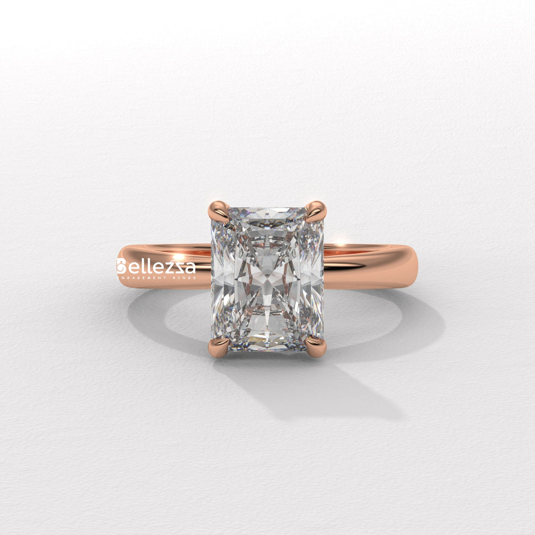 2.0-2.50CT Radiant Cut Hidden Halo Lab Grown Engagement Ring