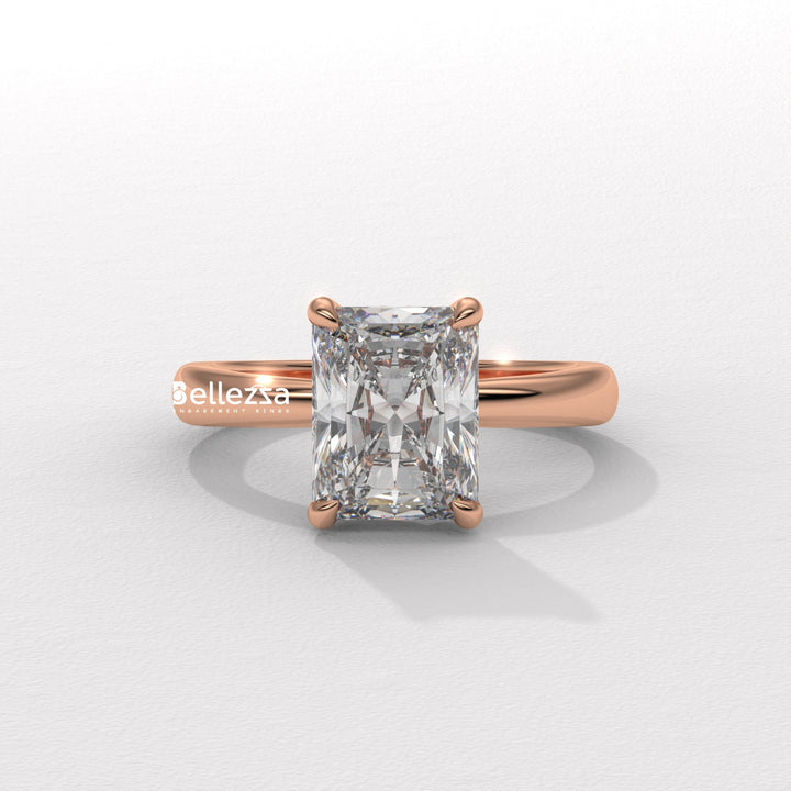 2.0-2.50CT Radiant Cut Hidden Halo Lab Grown Engagement Ring