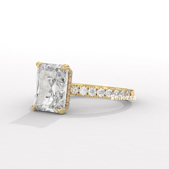 2.50-3.50 CT Radiant Diamond Pave Setting Lab Grown Engagement Ring