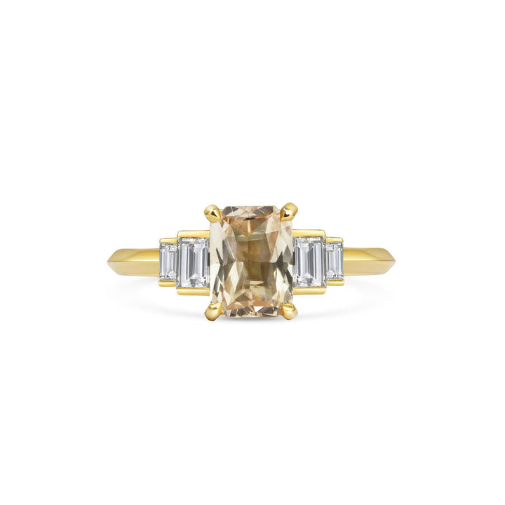 1.0CT Peach Radiant Cut Five Stone Lab Grown Engagement Ring