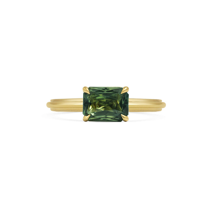 1.50CT Green Teal East-West Radiant Diamond Solitaire Lab Grown Ring