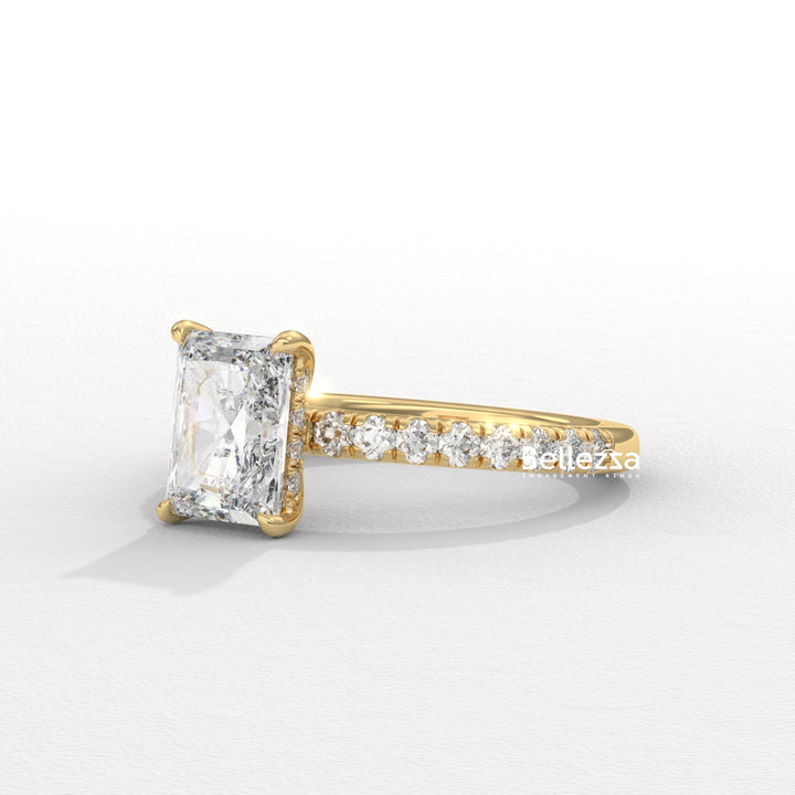 1.50-2.50CT Radiant Cut Hidden Halo Lab Grown Engagement Ring