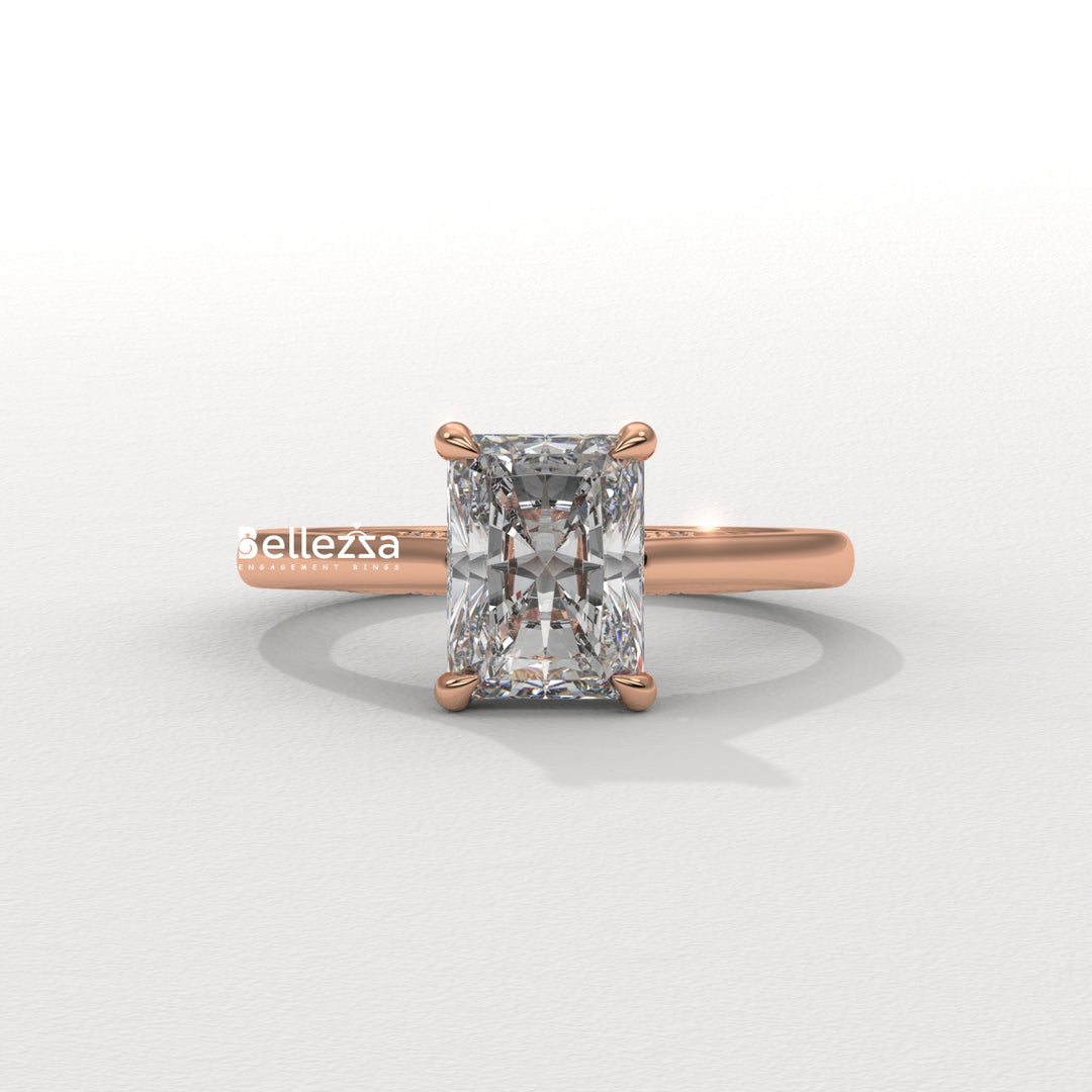 1.50-2.50CT Radiant  Cut Hidden Halo Lab Grown Engagement Ring