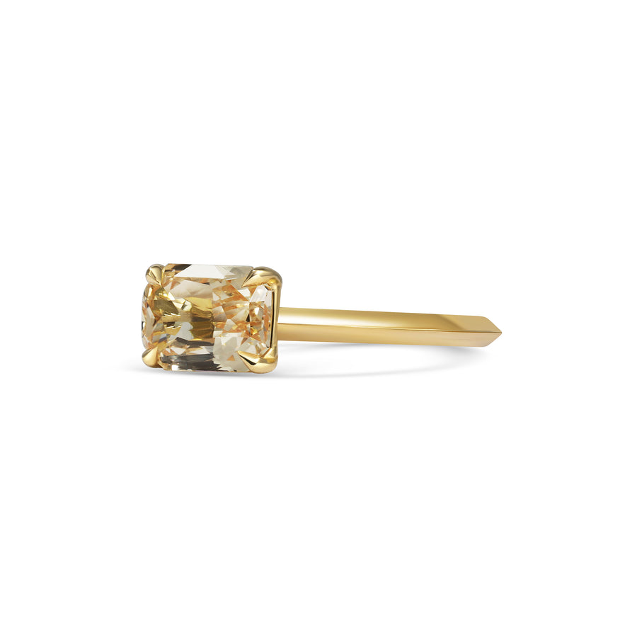 1.50CT Peach Sapphire East-West Radiant Diamond Solitaire Lab Grown Engagement Ring