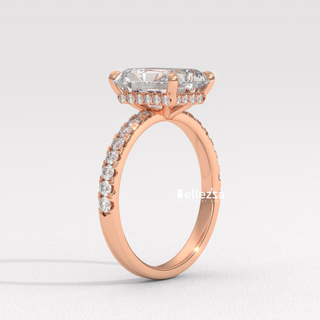 2.50-3.50 CT Radiant Diamond Pave Setting Lab Grown Engagement Ring