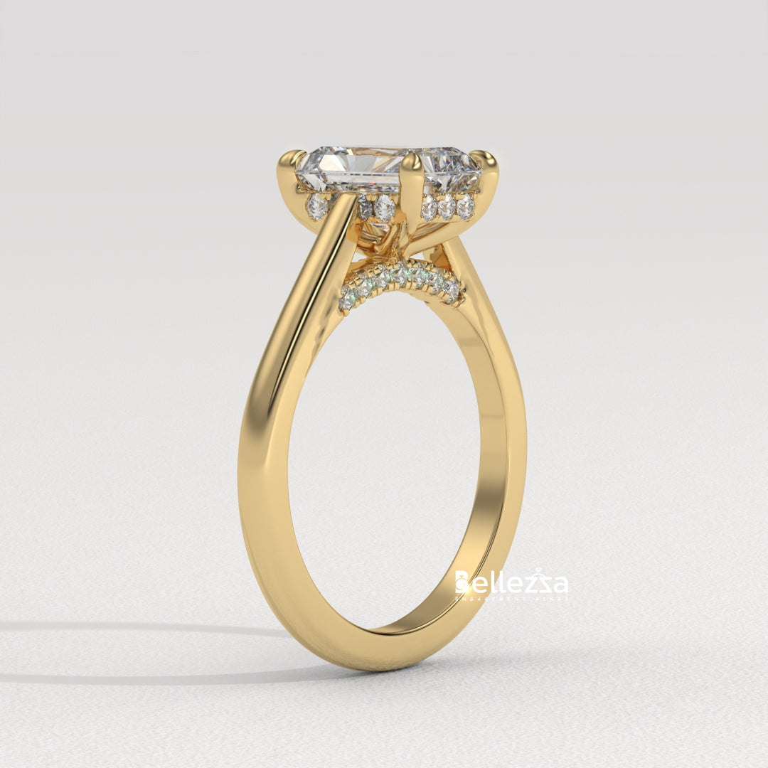 1.50-2.50CT Radiant  Cut Hidden Halo Lab Grown Engagement Ring