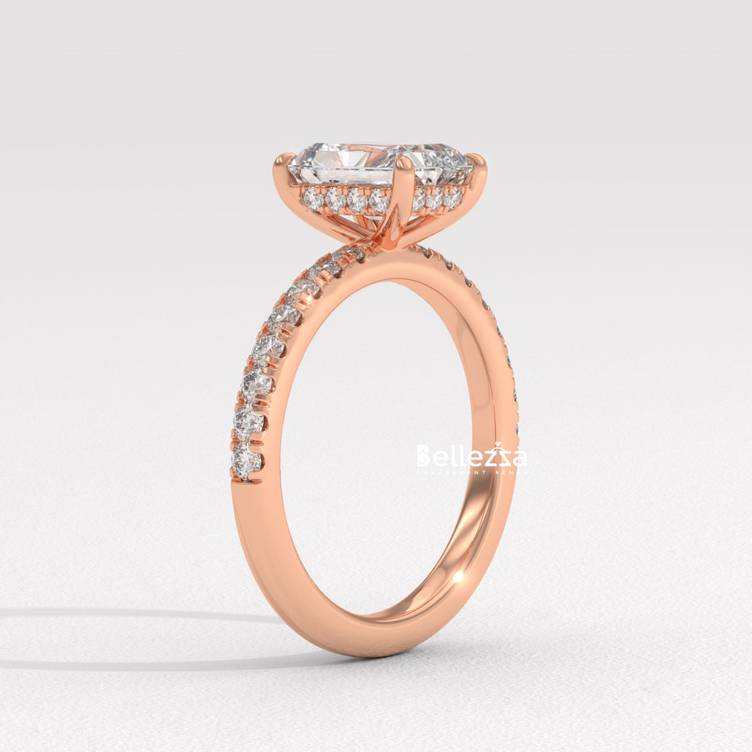 1.50-2.50CT Radiant Cut Hidden Halo Lab Grown Engagement Ring