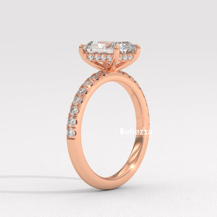 1.50-2.50CT Radiant Cut Hidden Halo Lab Grown Engagement Ring