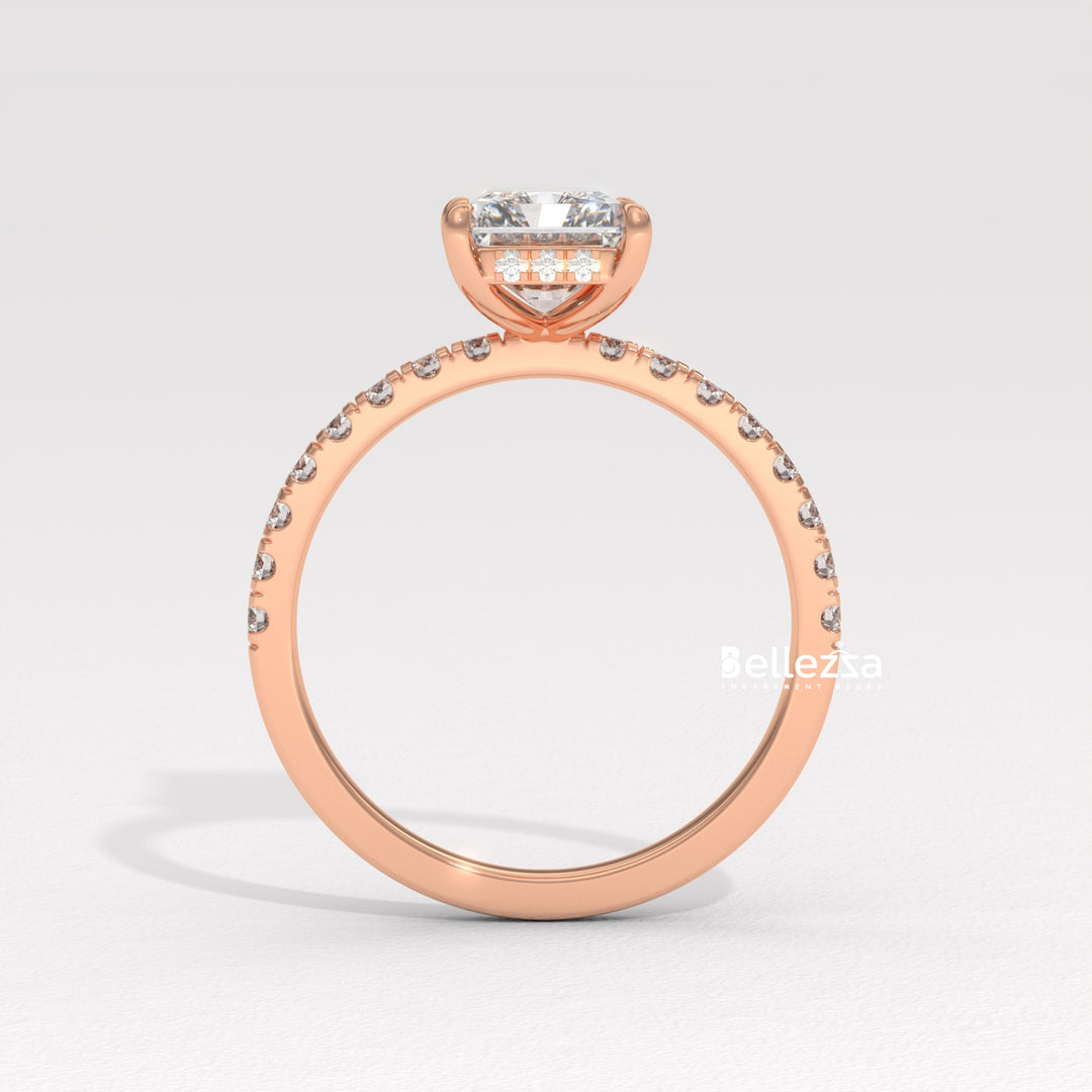 2.0-3.0CT Radiant Diamond Pave Setting Lab Grown Engagement Ring