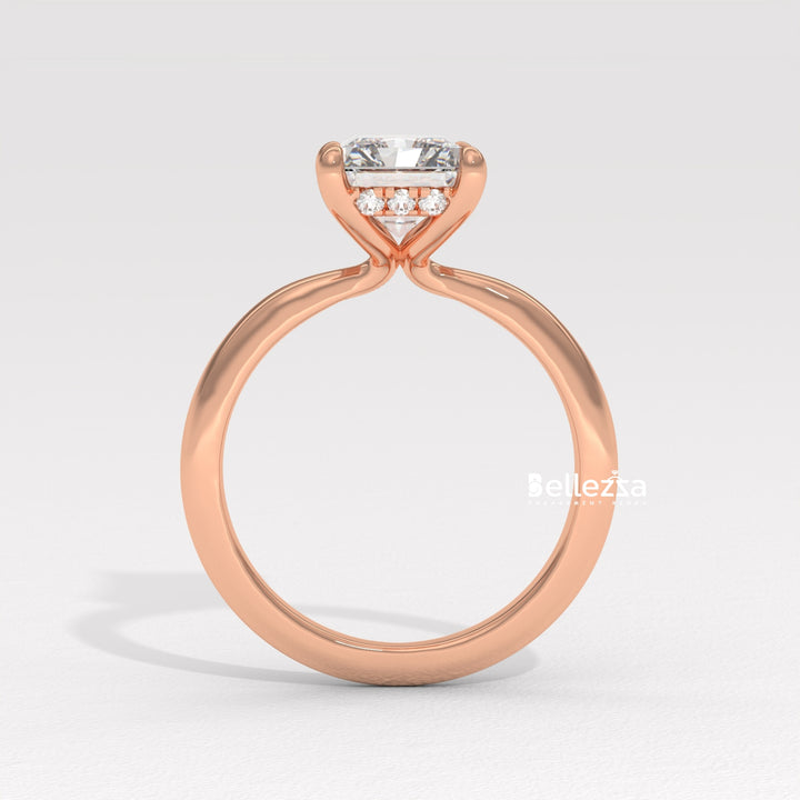 1.50-2.50CT Radiant  Cut Hidden Halo Lab Grown Engagement Ring