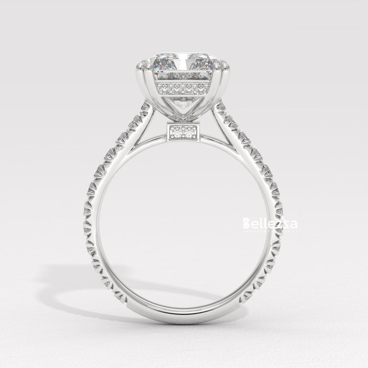 5.0-6.0CT Radiant Diamond Pave Setting Lab Grown Engagement Ring