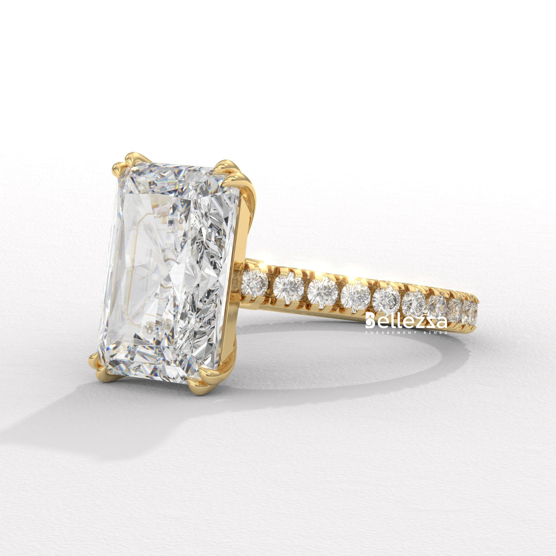 5.0-6.0CT Radiant Diamond Pave Setting Lab Grown Engagement Ring