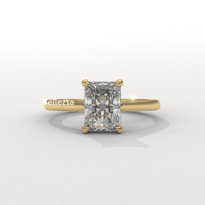 1.50-2.50CT Radiant  Cut Hidden Halo Lab Grown Engagement Ring