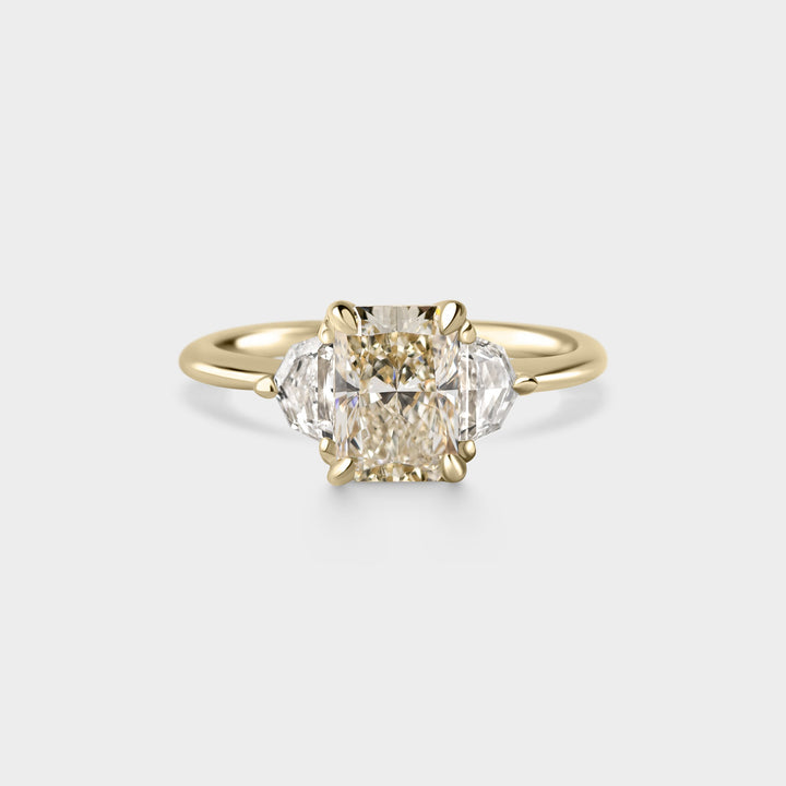 1.0CT Light Fancy Yellow Radiant Cut Cluster Setting Lab Grown Engagement Ring