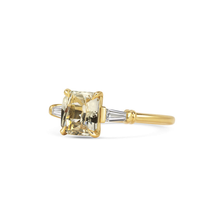 1.50CT Fancy Yellow Radiant Diamond Three Stone Lab Grown Engagement Ring