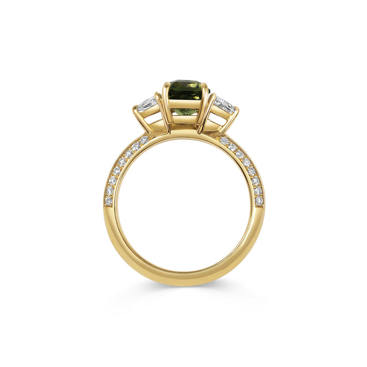 1.50CT Green Radiant Diamond Pave Setting Three Stone Lab Grown Ring