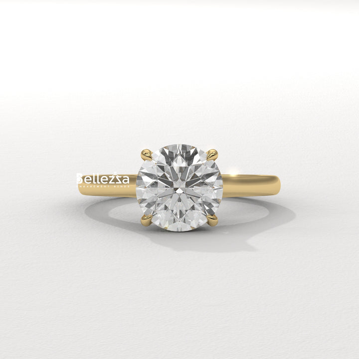 1.0-2.0CT Round Cut Hidden Diamond Lab Grown Engagement Ring