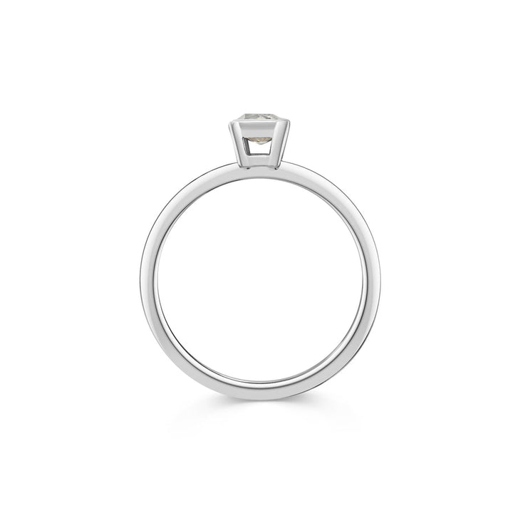 0.50CT Grey Radiant Diamond Half Bezel Setting Solitaire Lab Grown Ring