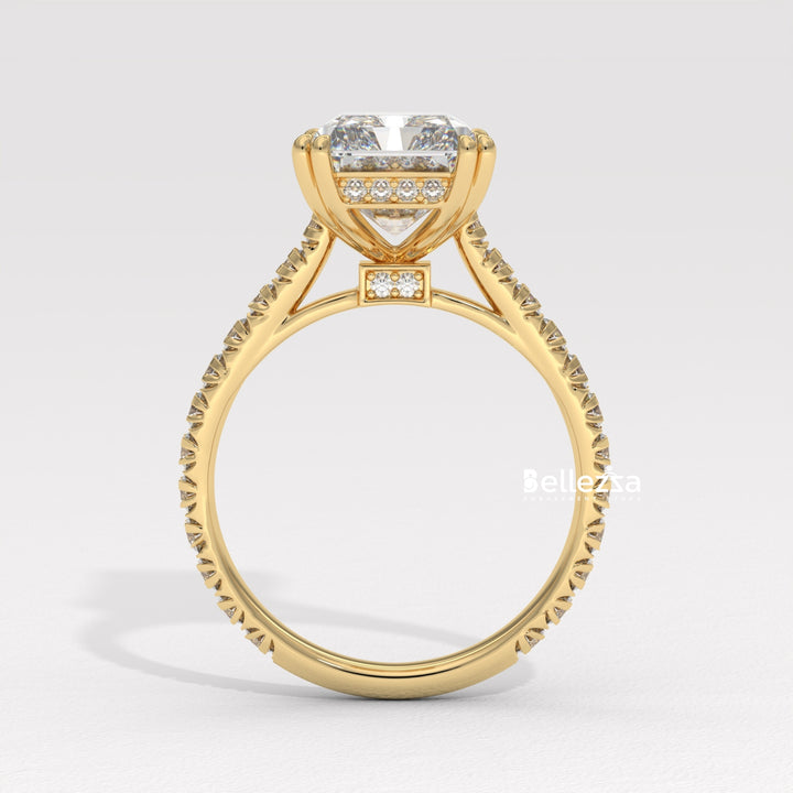 5.0-6.0CT Radiant Diamond Pave Setting Lab Grown Engagement Ring