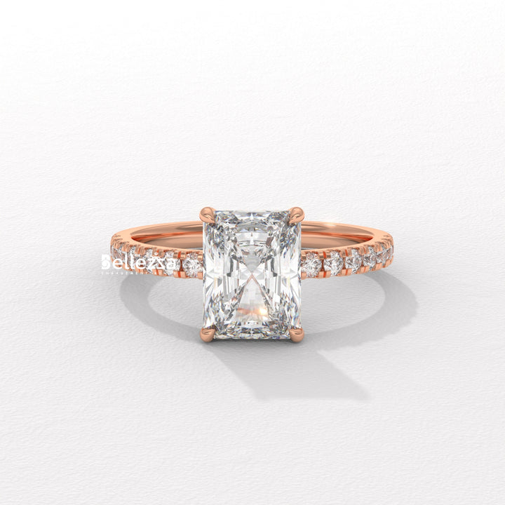 2.0-3.0CT Radiant Diamond Pave Setting Lab Grown Engagement Ring