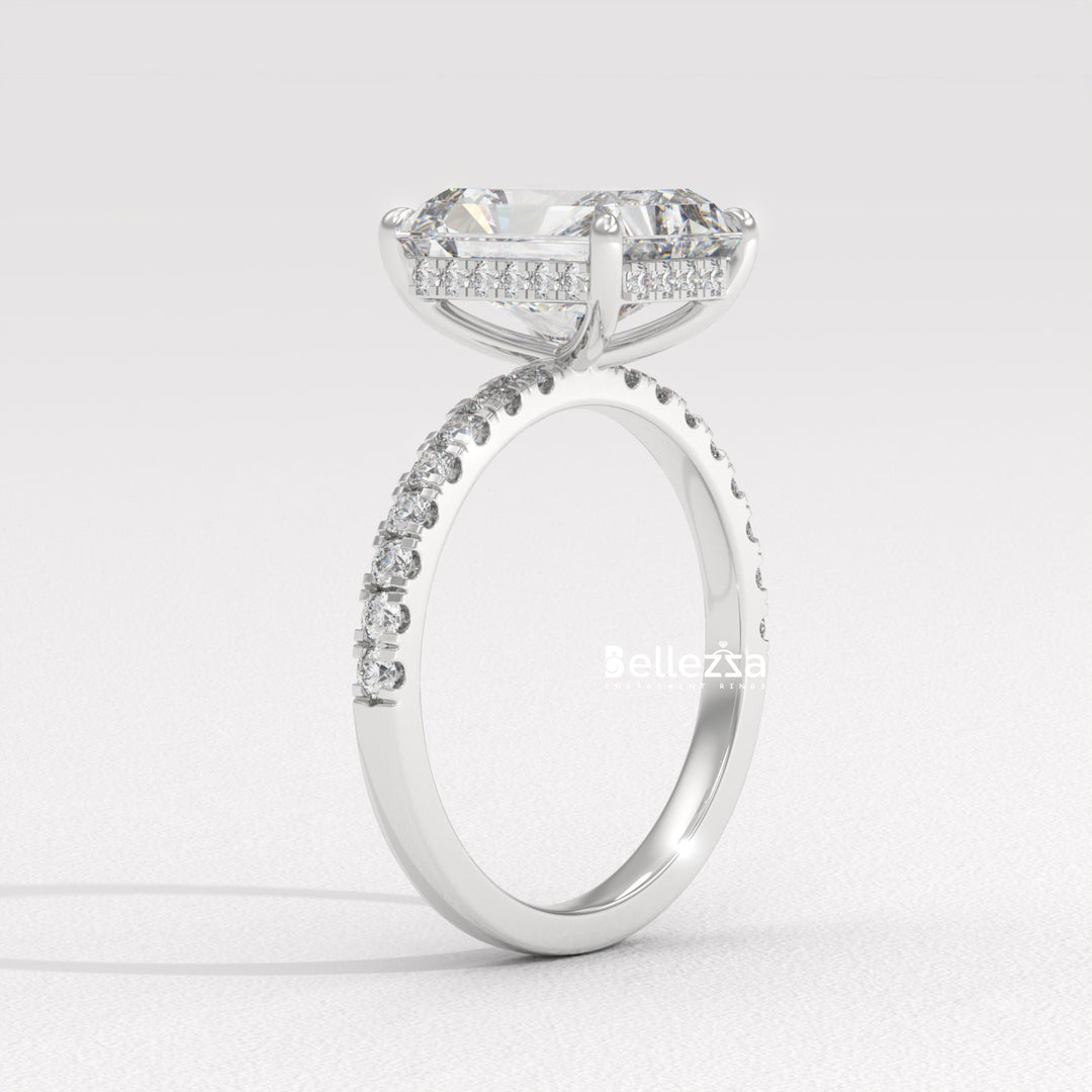 2.50-3.50CT Radiant Diamond Hidden Halo Lab Grown Engagement Ring