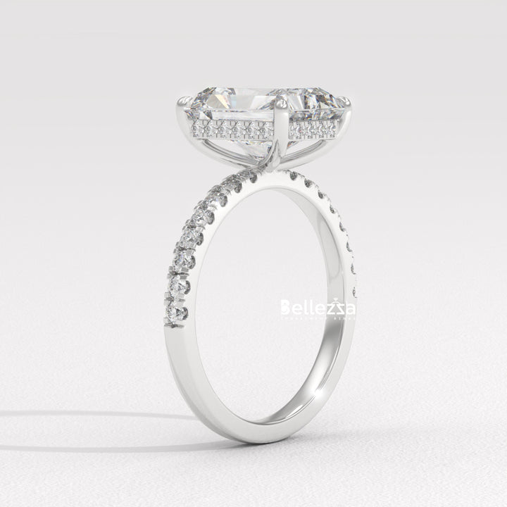 2.50-3.50CT Radiant Diamond Hidden Halo Lab Grown Engagement Ring