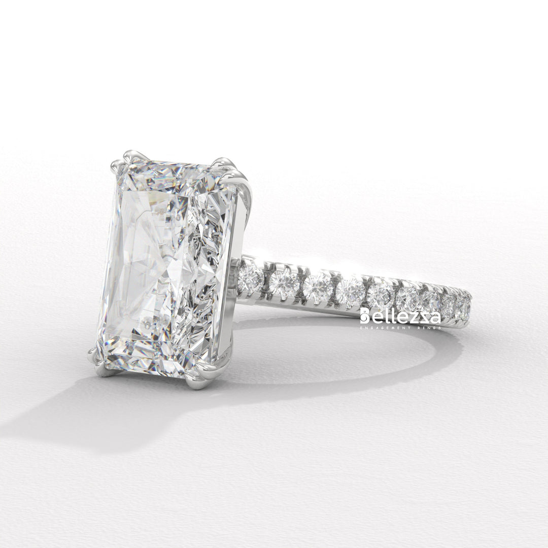 5.0-6.0CT Radiant Diamond Pave Setting Lab Grown Engagement Ring