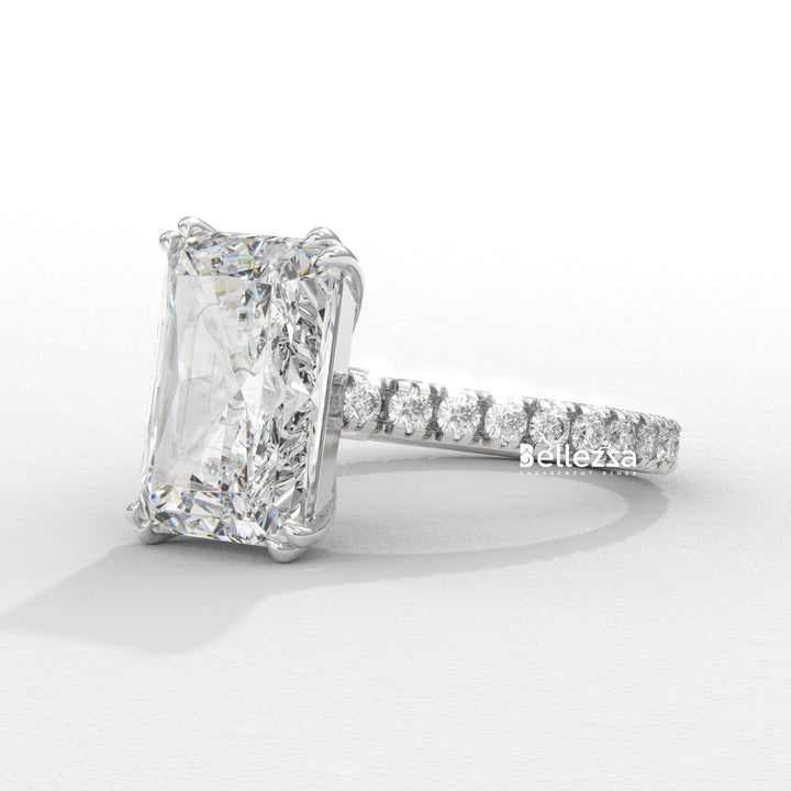 5.0-6.0CT Radiant Diamond Pave Setting Lab Grown Engagement Ring